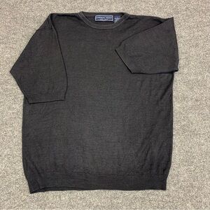 Andrew Fezza Black 100% Silk Crewneck Short-Sleeve Sweater